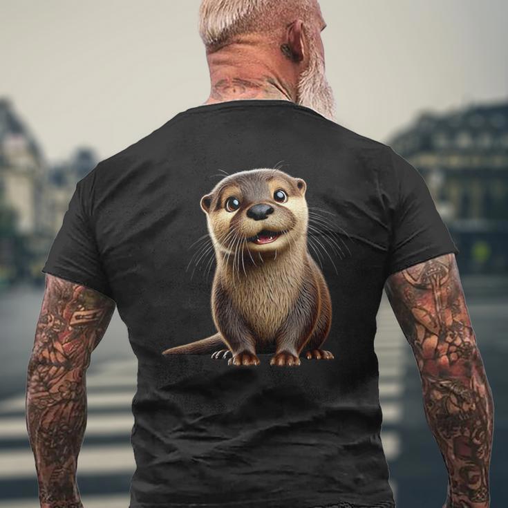 Adorable Otter Illustration T-Shirt mit Rückendruck Geschenke für alte Männer