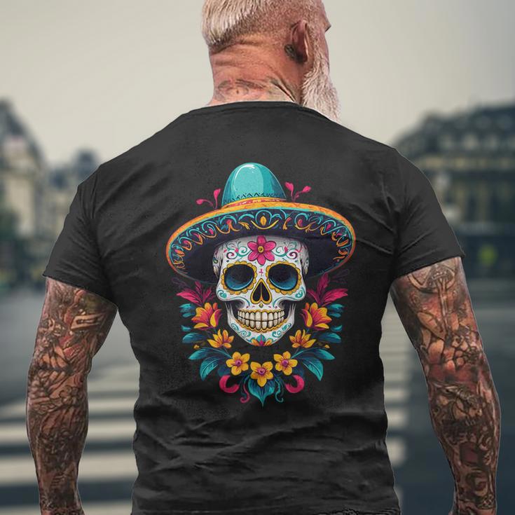 Aesthetic Mexico Dia De Muertos Skull T-Shirt mit Rückendruck Geschenke für alte Männer