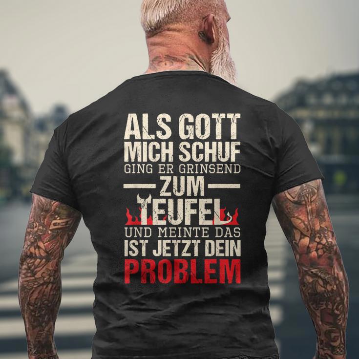 Als Gott Mich Schuf Ging Er Grinsend Zum Teufel German T-Shirt mit Rückendruck Geschenke für alte Männer