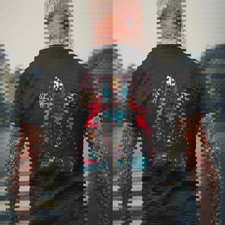 Antico Egitto Mitologia Rock Anubis Retrò Multicolore T-shirt da uomo con stampa posteriore Regalos para ancianos