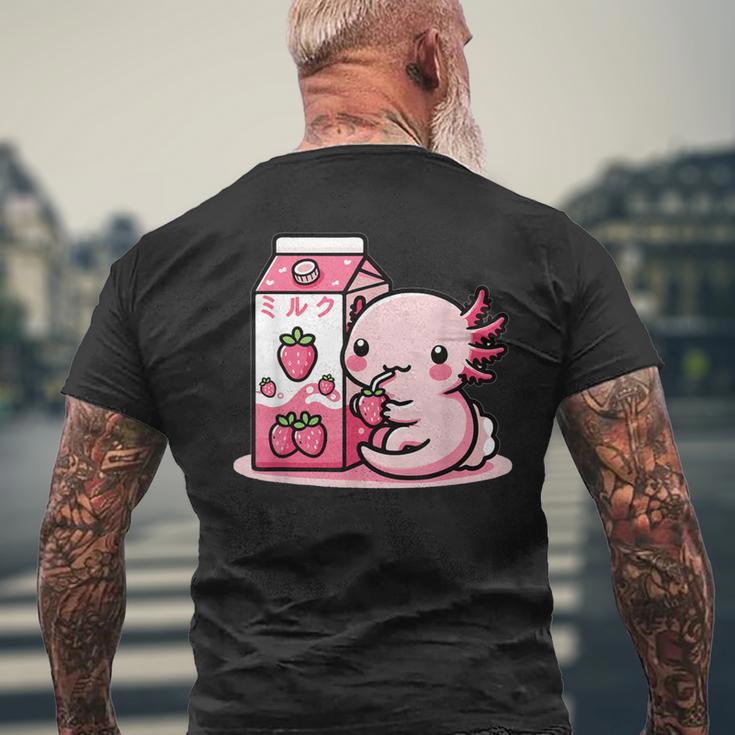 Axolotl Strawberry Milk Retro Kawaii Japan Axolotl T-Shirt mit Rückendruck Geschenke für alte Männer