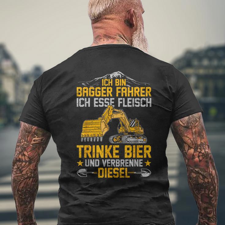 Bagger Ich Esse Fleisch Trinke Bier Underbrenne Diesel T-Shirt mit Rückendruck Geschenke für alte Männer