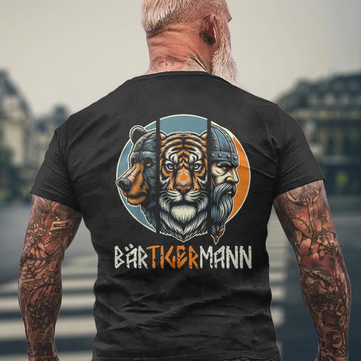 Bärtigermanniking Beard Full Beard Tiger Man T-Shirt mit Rückendruck Geschenke für alte Männer