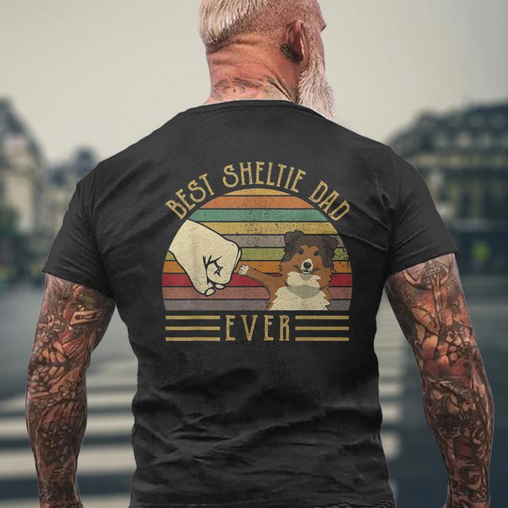 Best Sheltie Dad Ever Retrointage Sunset T-Shirt mit Rückendruck Geschenke für alte Männer