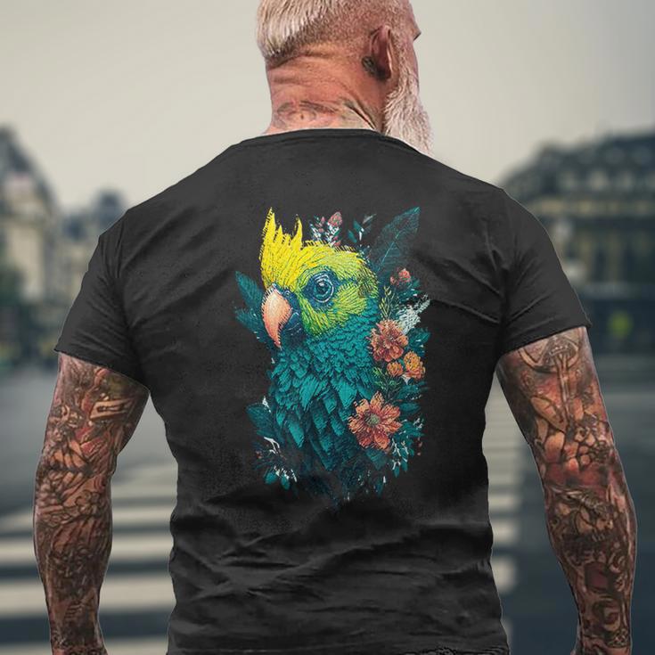 Blumen Papagei T-Shirt mit Rückendruck Geschenke für alte Männer