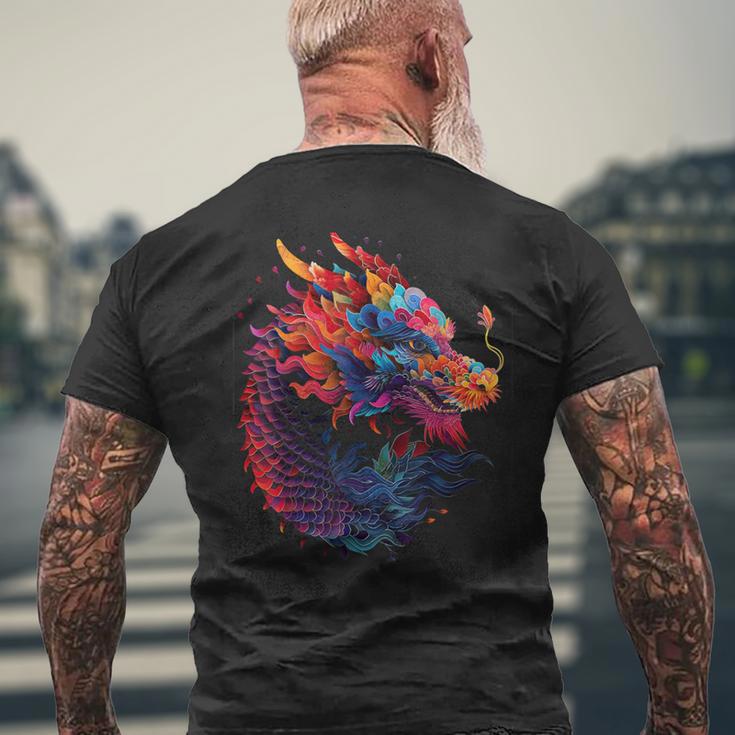 Chinesischer Drachen Neues Monjahr 2024 Traditionelles T-Shirt mit Rückendruck Geschenke für alte Männer