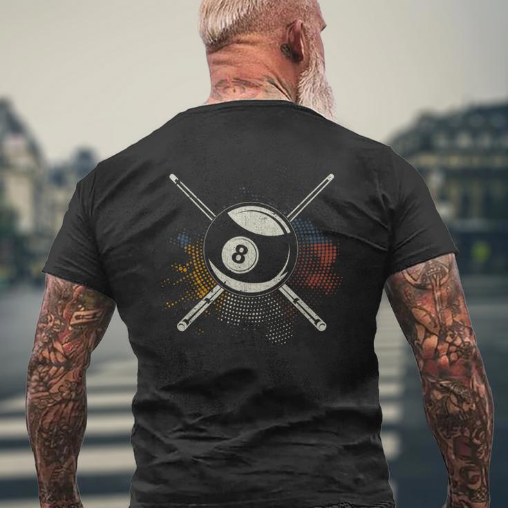 Colourful Billiard Cue Pool 8 Ball Billiard T-Shirt mit Rückendruck Geschenke für alte Männer