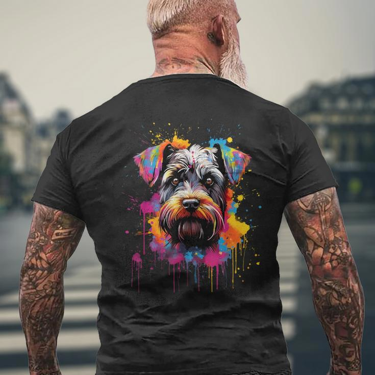 Colourful Miniature Schnauzer Dog T-Shirt mit Rückendruck Geschenke für alte Männer