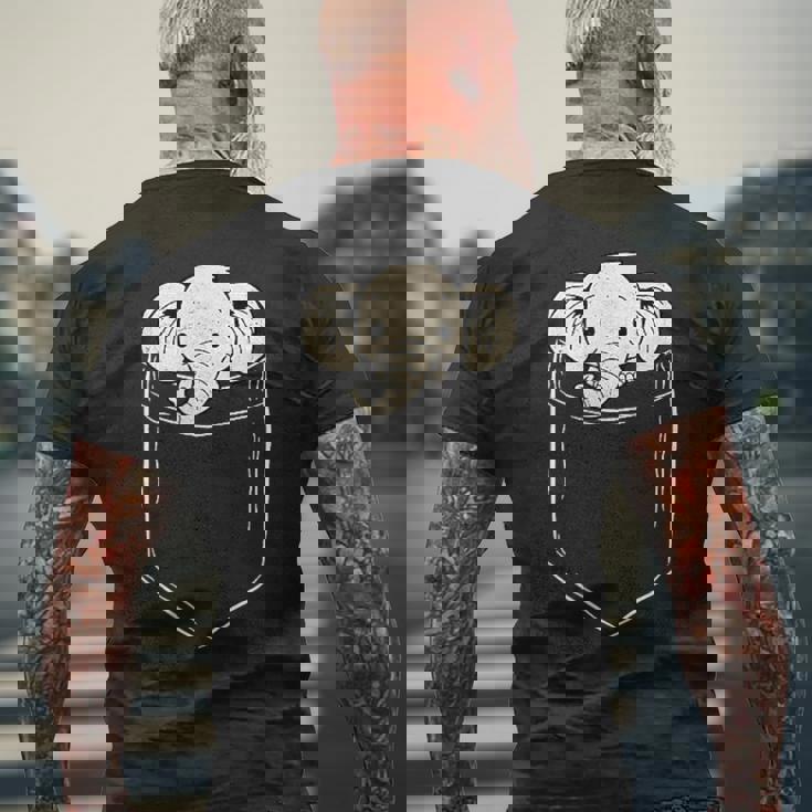 Cool Elephants Pocket Elephant In Pocket Men's Back Print T-Shirt Gifts for Old Men