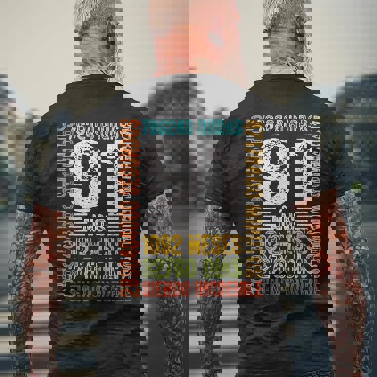 Cumpleaños Feliz 91 Años Feliz 91 Años Regalos Originales Camiseta Hombre Estampado Espalda Regalos para ancianos