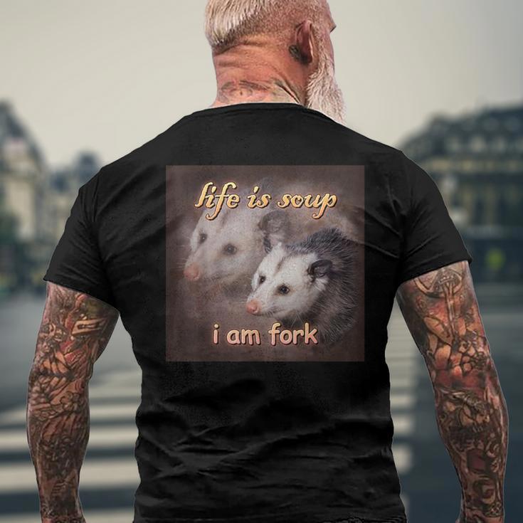 Das Leben Ist Suppe Ich Bin Gabel Opossum T-Shirt mit Rückendruck Geschenke für alte Männer