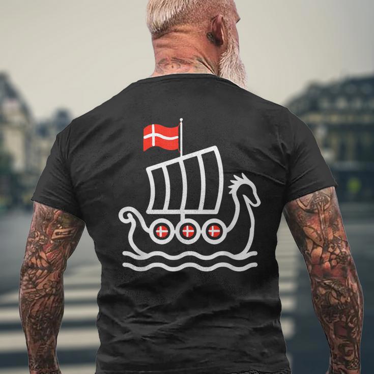 Denmark Flag Dragon Boat Dragon Headiking Ship T-Shirt mit Rückendruck Geschenke für alte Männer