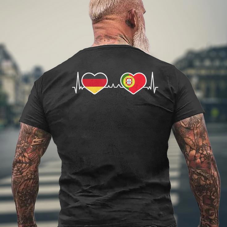 Deutschland Portugal Herz Liebe Herzlinie T-Shirt mit Rückendruck Geschenke für alte Männer