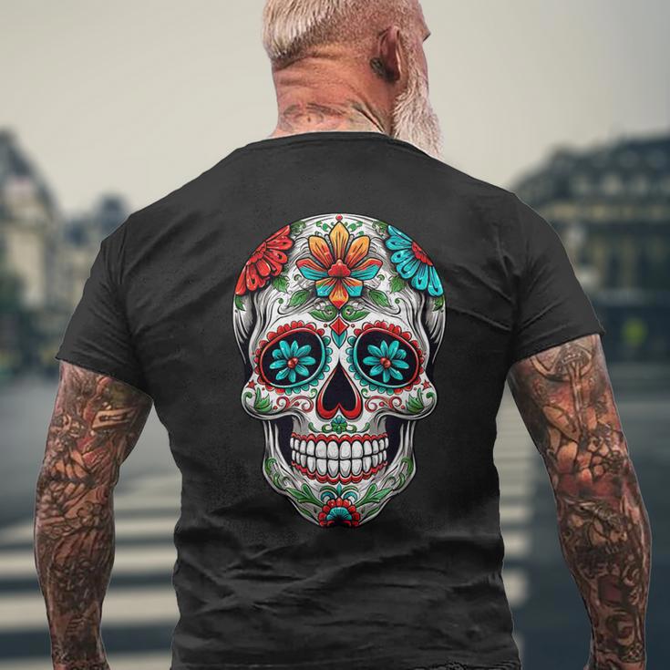 Dia De Los Muertos Decorative Mexican Head Sugar Skull T-Shirt mit Rückendruck Geschenke für alte Männer