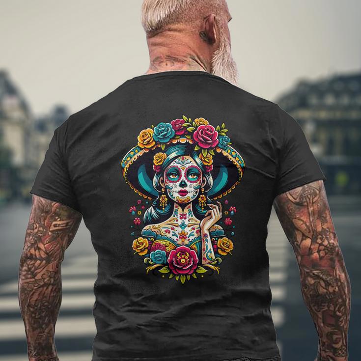 Dia De Los Muertos Sugar Mexican Inspired By La Catrina T-Shirt mit Rückendruck Geschenke für alte Männer