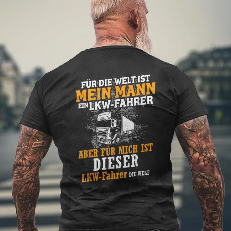 For Die Welt Ist Mein Mann Ein Lkfahrer Liebe Herz T-Shirt mit Rückendruck Geschenke für alte Männer