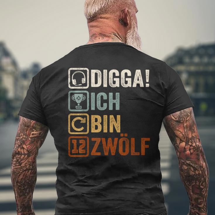 Digga Ich Bin 12 Zwölf Jahre 12Th Birthday Boy Gamer T-Shirt mit Rückendruck Geschenke für alte Männer