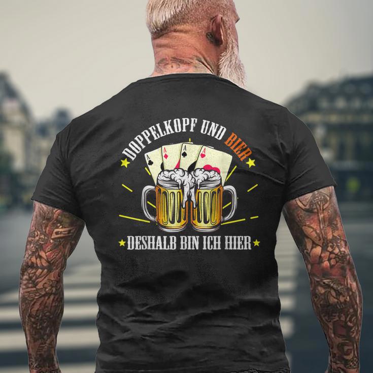 Doppelkopf And Bier Deshalb Bin Ich Hier Doppelkopf T-Shirt mit Rückendruck Geschenke für alte Männer