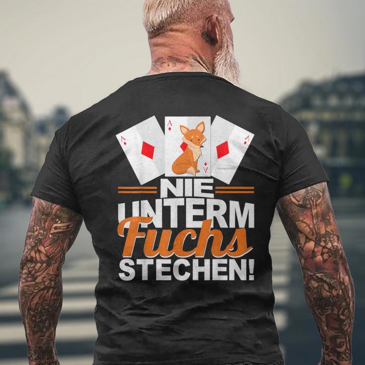 Doppelkopf Nie Unterm Fuchs Steche S T-Shirt mit Rückendruck Geschenke für alte Männer