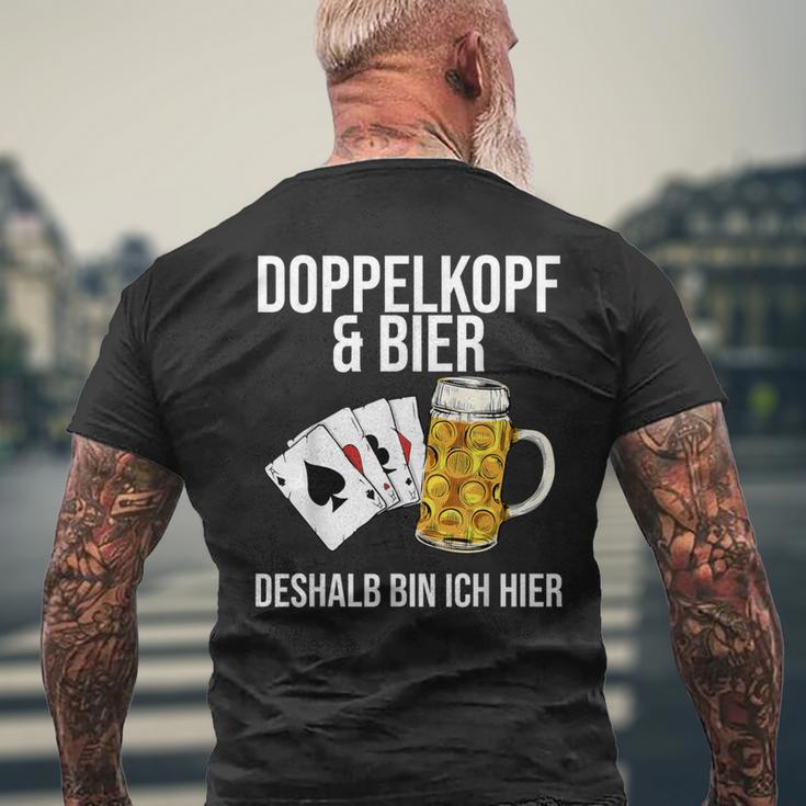 Doppelkopf Und Bier Da Bin Ich Hier T-Shirt mit Rückendruck Geschenke für alte Männer