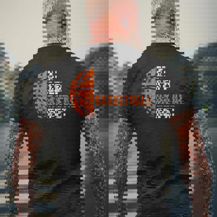 Eat Sleep Basketball Repeat Basketball Coach Sport Men's T-shirt Back Print Gifts for Old Men