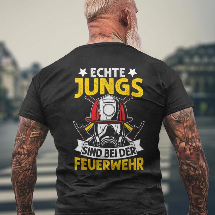 Echte Jungs Sind Feuerwehr T-Shirt mit Rückendruck Geschenke für alte Männer