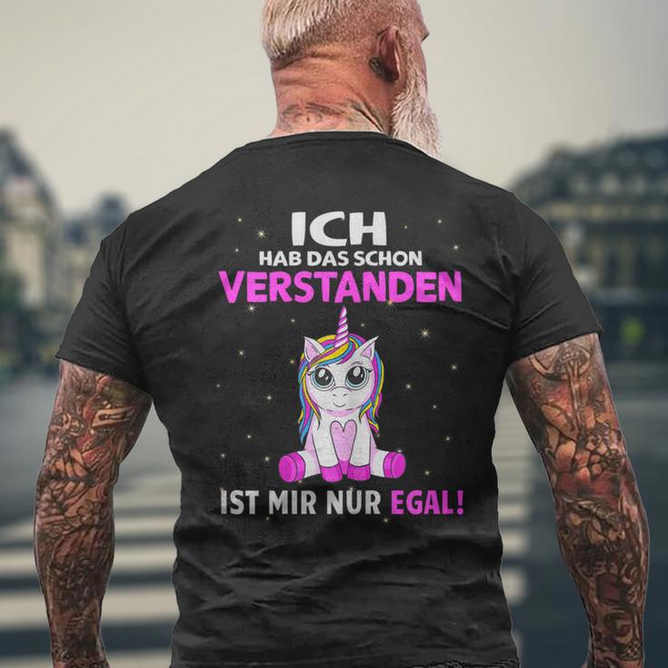 Egal Ich Hab Das Schonerstanden Unicorn Saying T-Shirt mit Rückendruck Geschenke für alte Männer