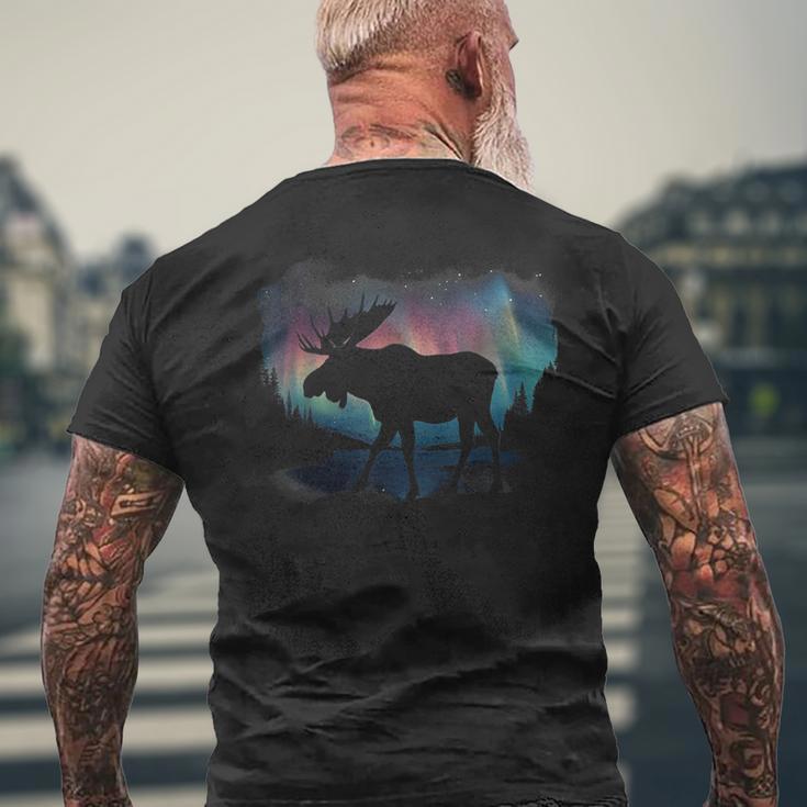 Elk Nordlicht Winter Hiking Alaska Nature Lovers T-Shirt mit Rückendruck Geschenke für alte Männer