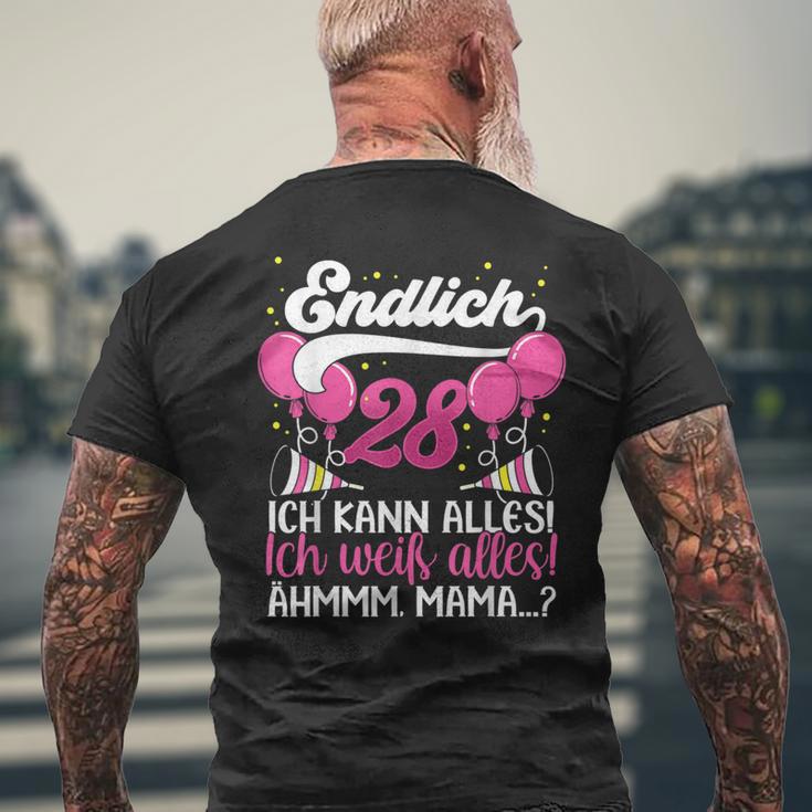 Endlich 28 Ich Kann Alles Ich Weiß Alles Ich Weiß Alles Birthday German T-Shirt mit Rückendruck Geschenke für alte Männer