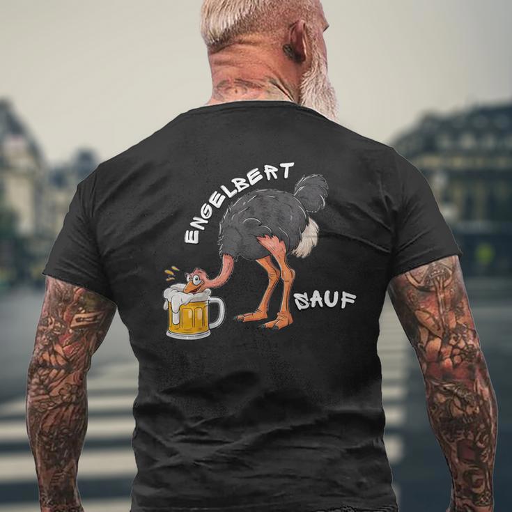 Engelbert Sauf Work Wear Ostrich Drinking Humour T-Shirt mit Rückendruck Geschenke für alte Männer