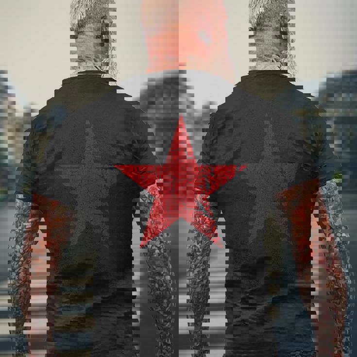 Estrella Roja Envejecida Grunge Estrella Roja De Colorintage Camiseta Hombre Estampado Espalda Regalos para ancianos