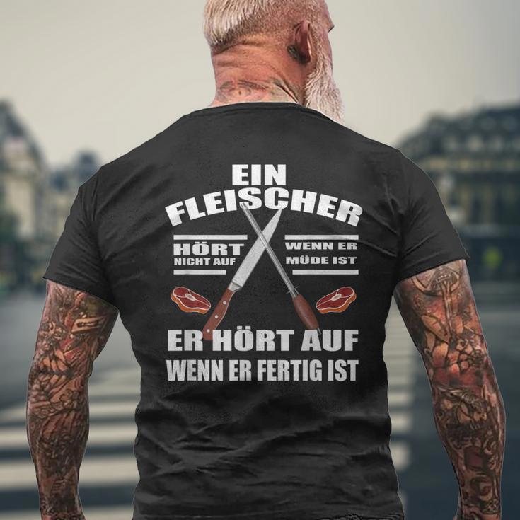 Fleischer Fleischerei Butcher Meister T-Shirt mit Rückendruck Geschenke für alte Männer