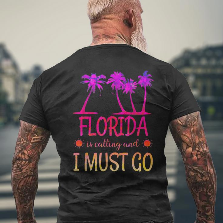 Florida Is Calling And I Must Go Summer Beach Vacation Men's T-shirt Back Print Gifts for Old Men