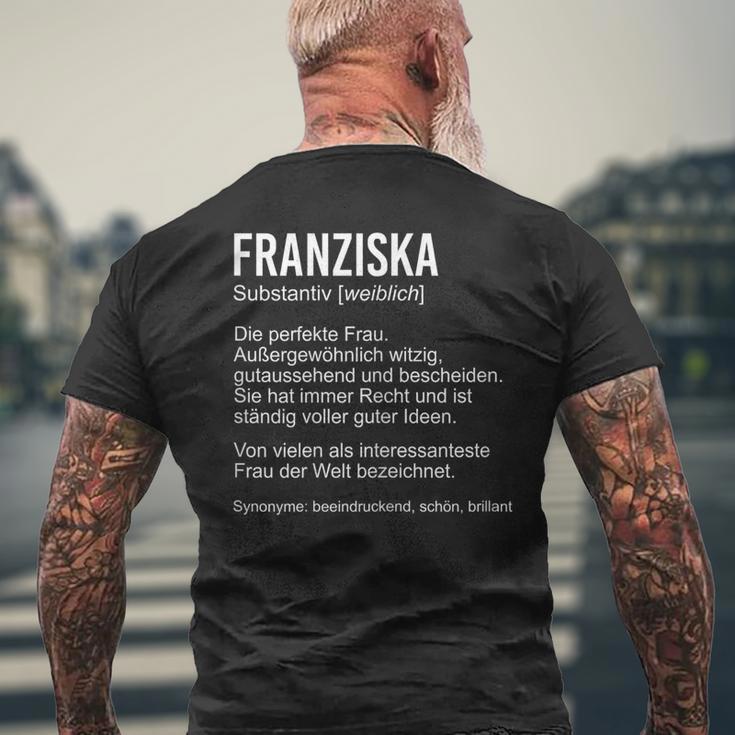 Franziska Lustig Spruch Definitionorname Geburtstag T-Shirt mit Rückendruck Geschenke für alte Männer