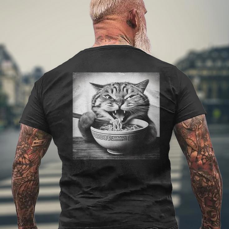 Cat Ramen Fiesta Kitten Anime Ramen Cat Enthusiast T-Shirt mit Rückendruck Geschenke für alte Männer