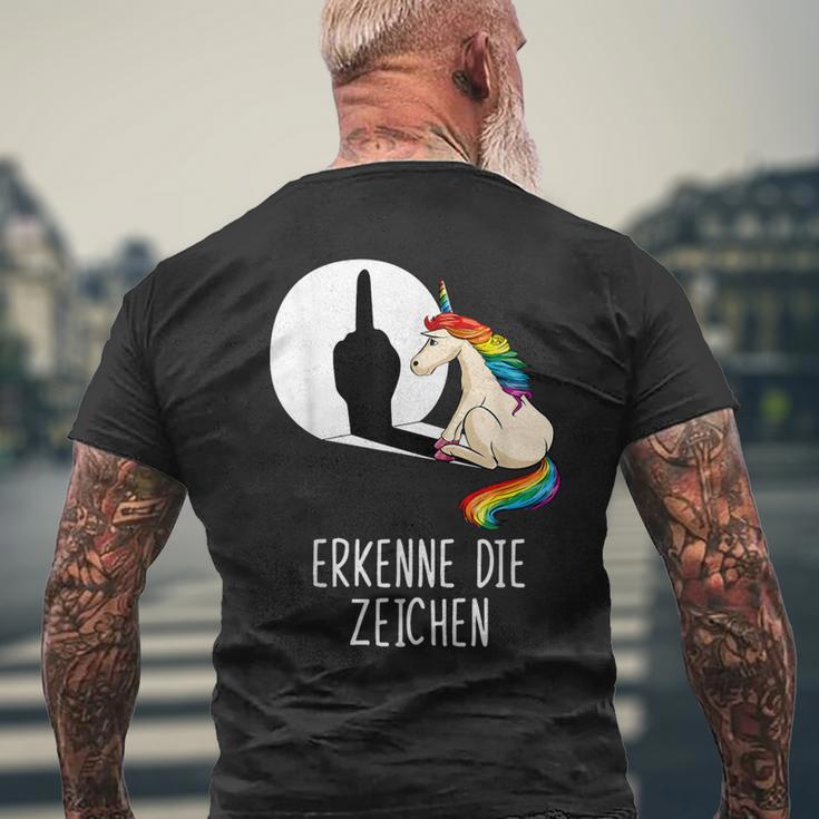 Unicorn Erkenne Die Zeichen T-Shirt mit Rückendruck Geschenke für alte Männer