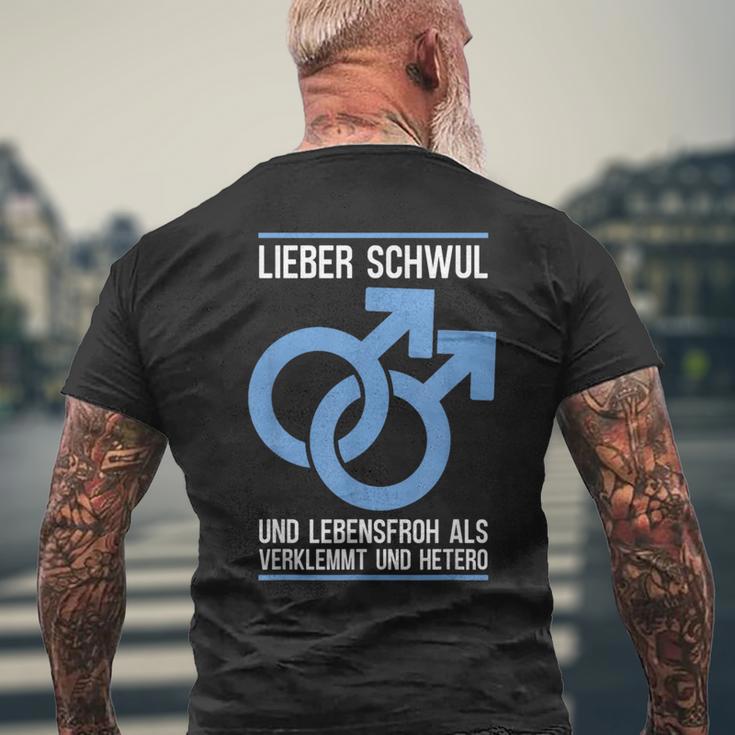 Gay Lieber Schwul Und Lebensfroh Alserlemmund Hetero T-Shirt mit Rückendruck Geschenke für alte Männer