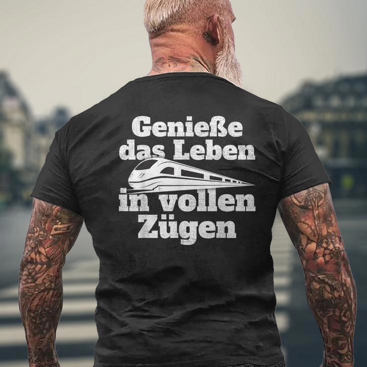 Genieße Das Leben Inollen Zügen Bahn Train Commutler Railway T-Shirt mit Rückendruck Geschenke für alte Männer