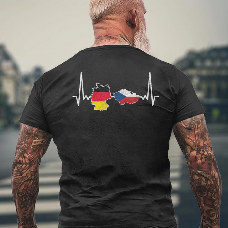 German Czech Flag Heart Lineintage T-Shirt mit Rückendruck Geschenke für alte Männer