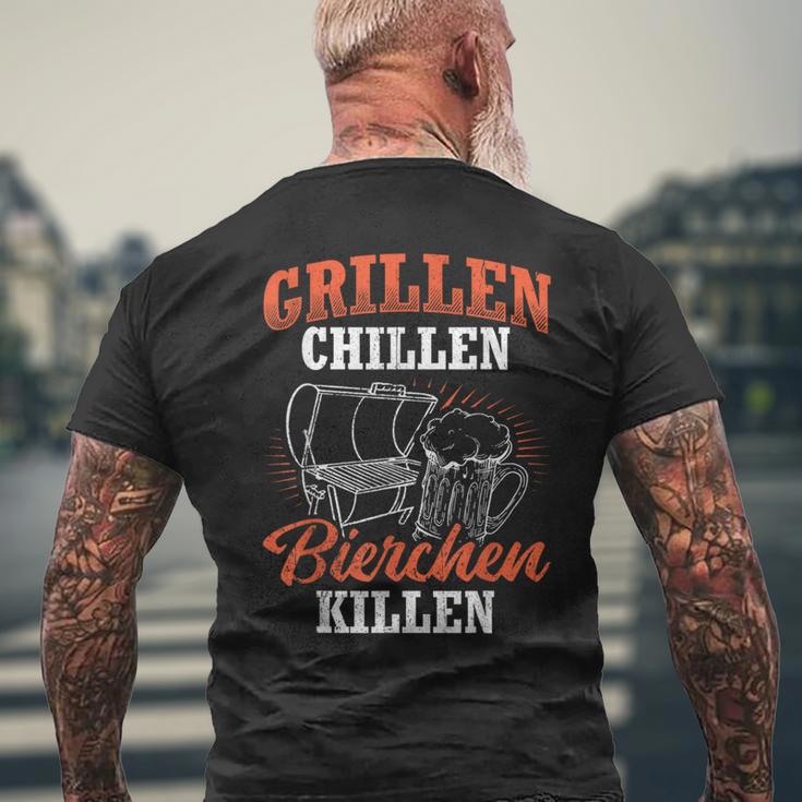 Grillen Chillen Bierchen Killen Saying S T-Shirt mit Rückendruck Geschenke für alte Männer