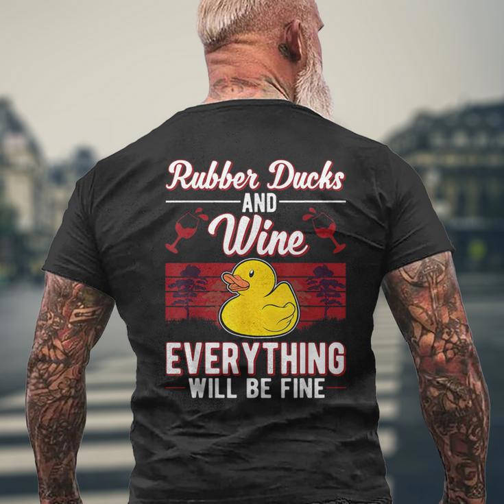 Gummiente Und Wein Badeente Quietscheente Gummiente T-Shirt mit Rückendruck Geschenke für alte Männer