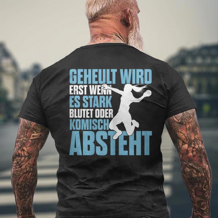 Handball Geheult Wird Erst Wenn Es Stark Blutet Damen T-Shirt mit Rückendruck Geschenke für alte Männer