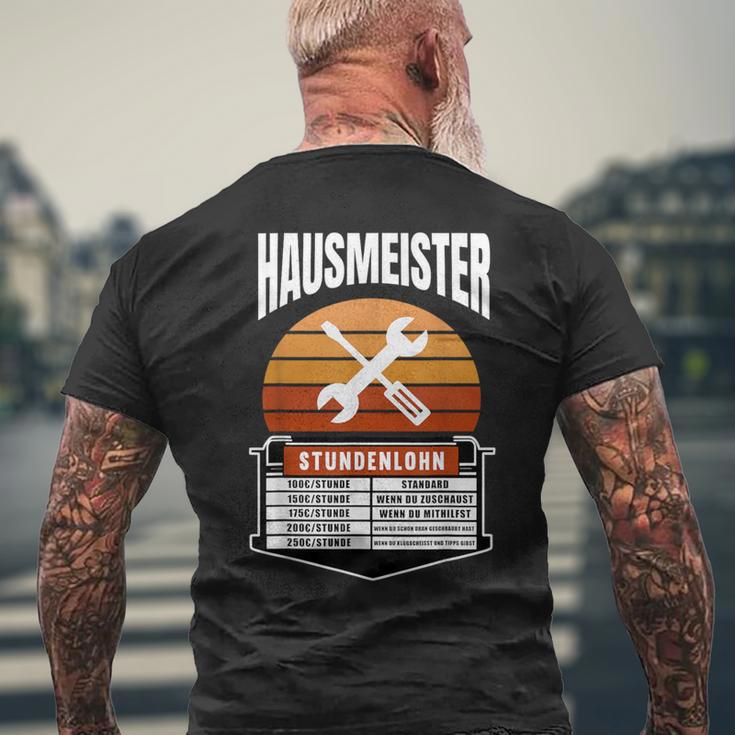 Hausmeister Stundenlohn Hauswart Preisliste Haustechniker T-Shirt mit Rückendruck Geschenke für alte Männer