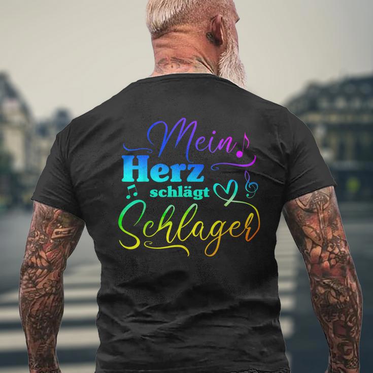 My Heart Beats For Schlagermusik T-Shirt mit Rückendruck Geschenke für alte Männer