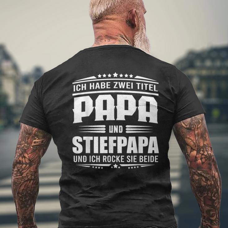 Ich Habe Zwei Titel Papa Und Steppapa Ich Rocke Sie Bote T-Shirt mit Rückendruck Geschenke für alte Männer