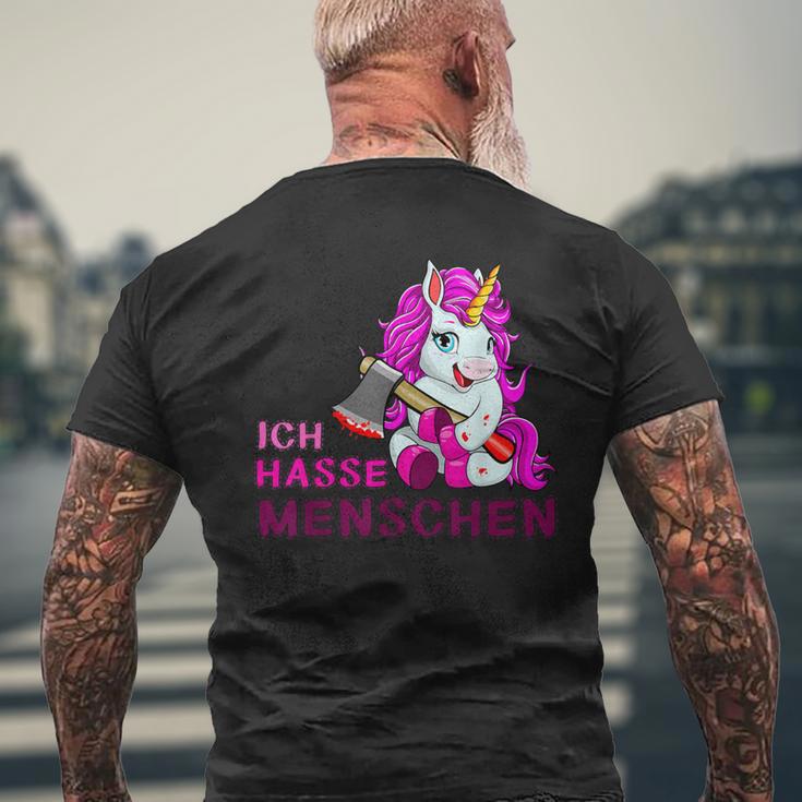 Ich Hasse Menschen Einhorn Fun T-Shirt mit Rückendruck Geschenke für alte Männer