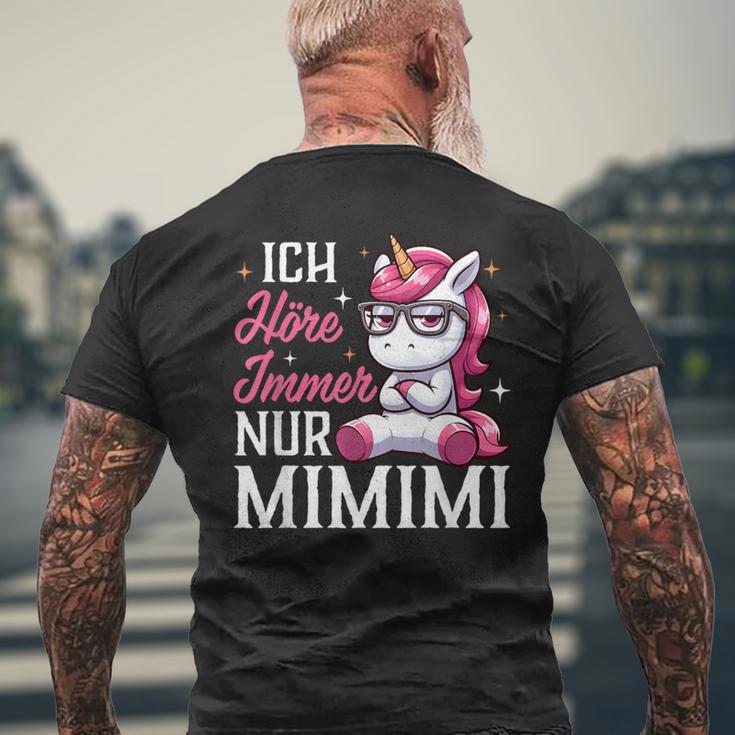 Ich Hörre Immer Nur Mimimi Heulsuse Heul Doch Einhorn German T-Shirt mit Rückendruck Geschenke für alte Männer