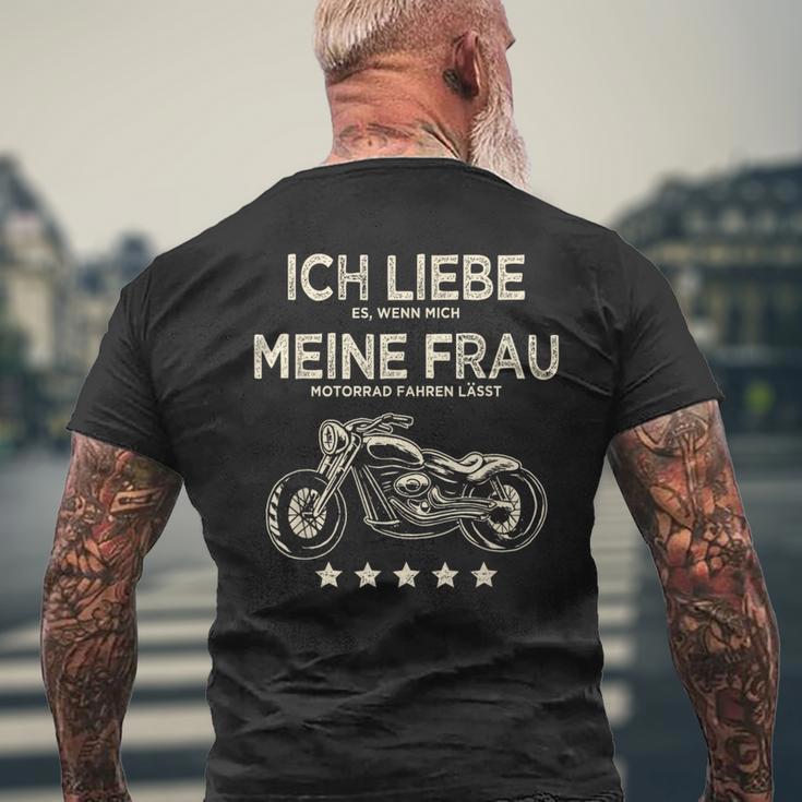 Ich Liebe Es Wenn Meine Frau Mich Motorrad Fahren Lässt Lässt T-Shirt mit Rückendruck Geschenke für alte Männer