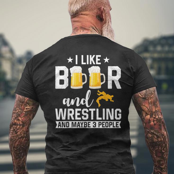 Ich Mag Bier Und Wrestling Und Mag 3 Leute Wrestler Coach T-Shirt mit Rückendruck Geschenke für alte Männer