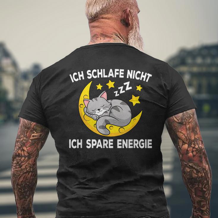 Ich Schlafe Nicht Ich Spare Energie Cat Nightdress T-Shirt mit Rückendruck Geschenke für alte Männer